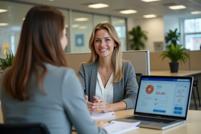Femme en entretien avec un conseiller Pôle emploi pour calculer ses allocations chômage